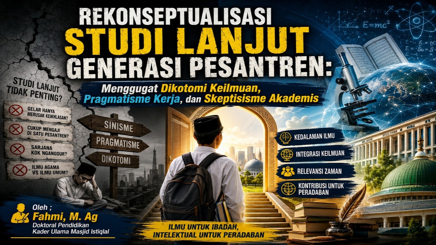 REKONSEPTUALISASI STUDI LANJUT GENERASI PESANTREN:  Menggugat Dikotomi Keilmuan, Pragmatisme Kerja, dan Skeptisisme Akademis